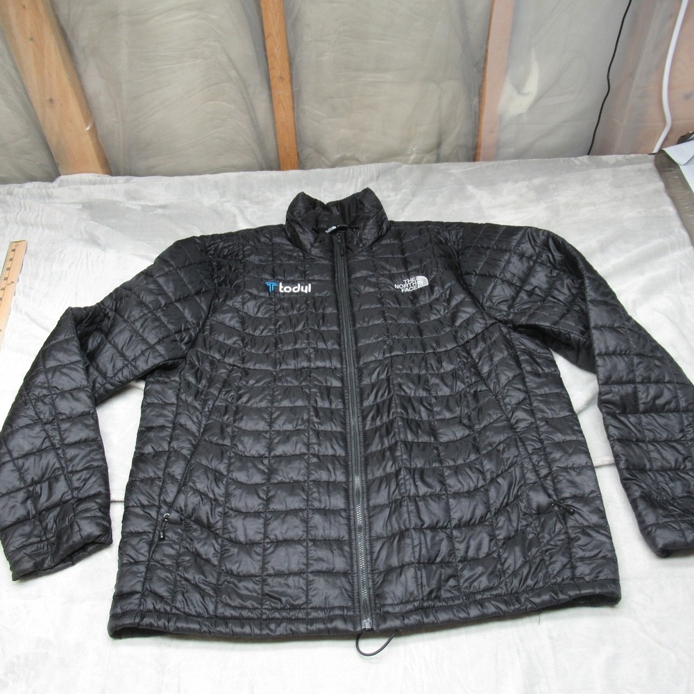 North Face Jacket Men Large Black Thermoball Trekker Quilted Insulated Wind LOGO